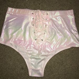 Iridescent high waist shorts